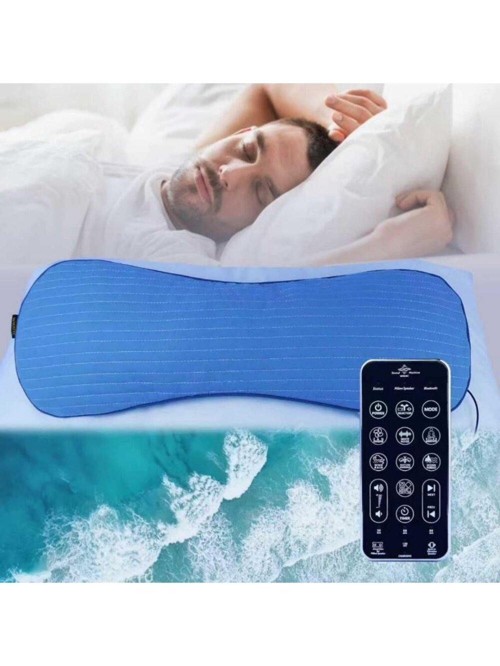 Cozy Bluetooth Pillow Speaker with 50hr Playtime, 3D White Noise & Sleep